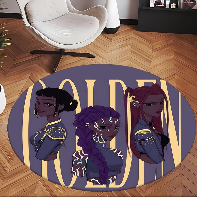 Huntrix (58) Round Office Rug Decorative Floor Rug for Office Bedroom Living Room and Home Space