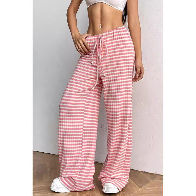 European and American Leisure Stripes Straight-Leg Pants Loose Pants Pants Children Casual Pants Trousers Women