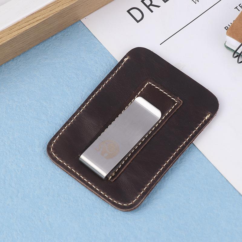 

Тонкий кожаный зажим для денег, мини-кошелек для мужчин, отделение для кредитных карт, тонкие купюры, металлический зажим для денег, для мужчин, небольшой держатель для купюр as the picture