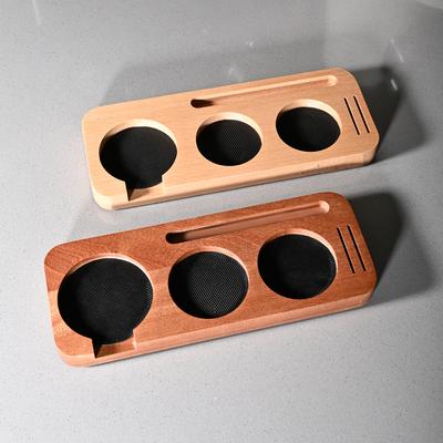 Kaffee Tamper Matte Station Ständer Siebträger Halter Stützfuß Buche Nussbaumholz Für 51 54 58MM Espresso Zubehör Barista