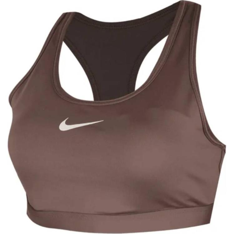 

Nike Swoosh Mink Brown White Medium Support Padded Women s Sports Bra DX6822-233 XL