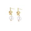 French Baroque Special-Shaped Pearl Pendant Earrings Women'S Niche Fashion Versatile Design Sense Knotted Earrings Earrings