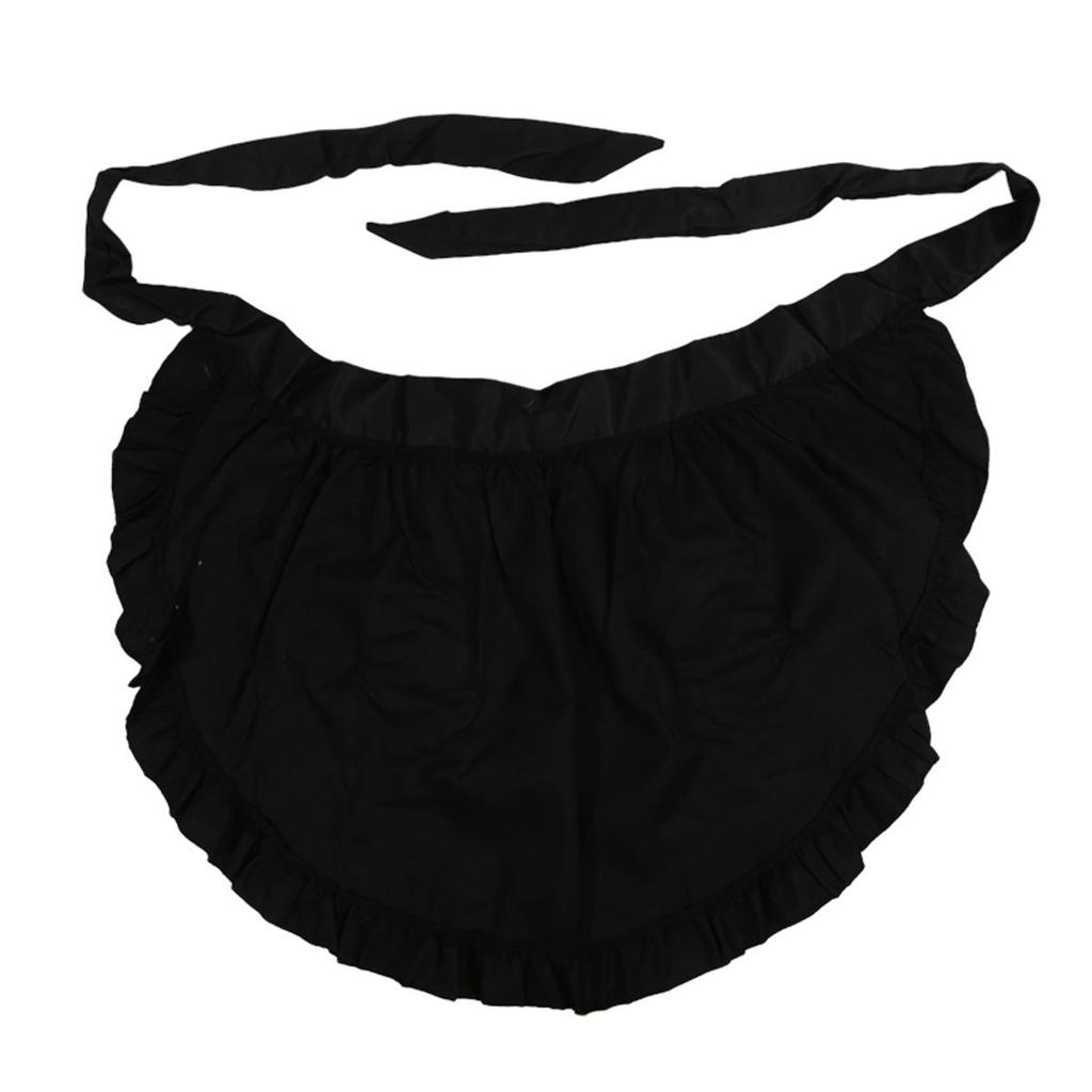 Lace/Ruffled Decor Woman Apron Half Waist Short Cosplay Maid Lolita Pinafore Baking Kitchen Cleaning Bib with Pocket