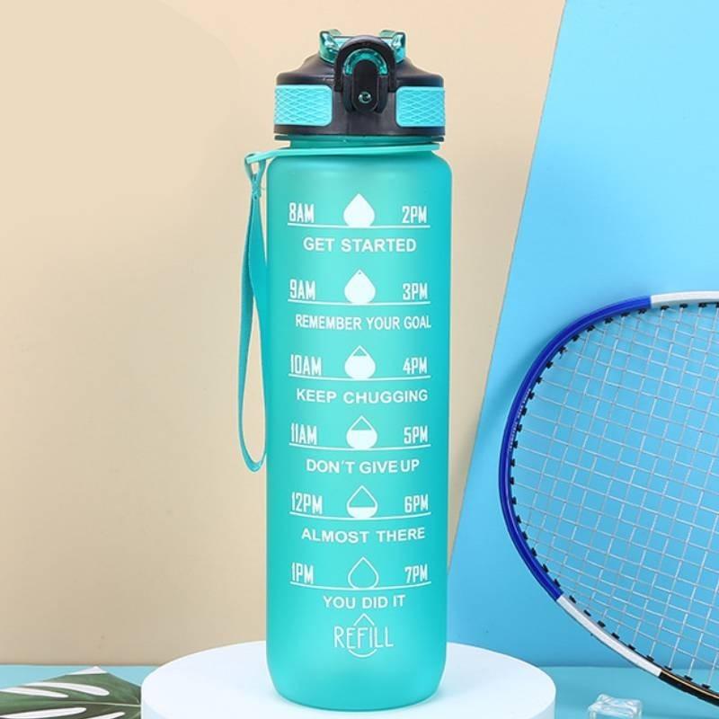 

1000 мл Большая емкость Чайник с пружинной крышкой Матовые пластиковые спортивные стаканы Соломинка Green