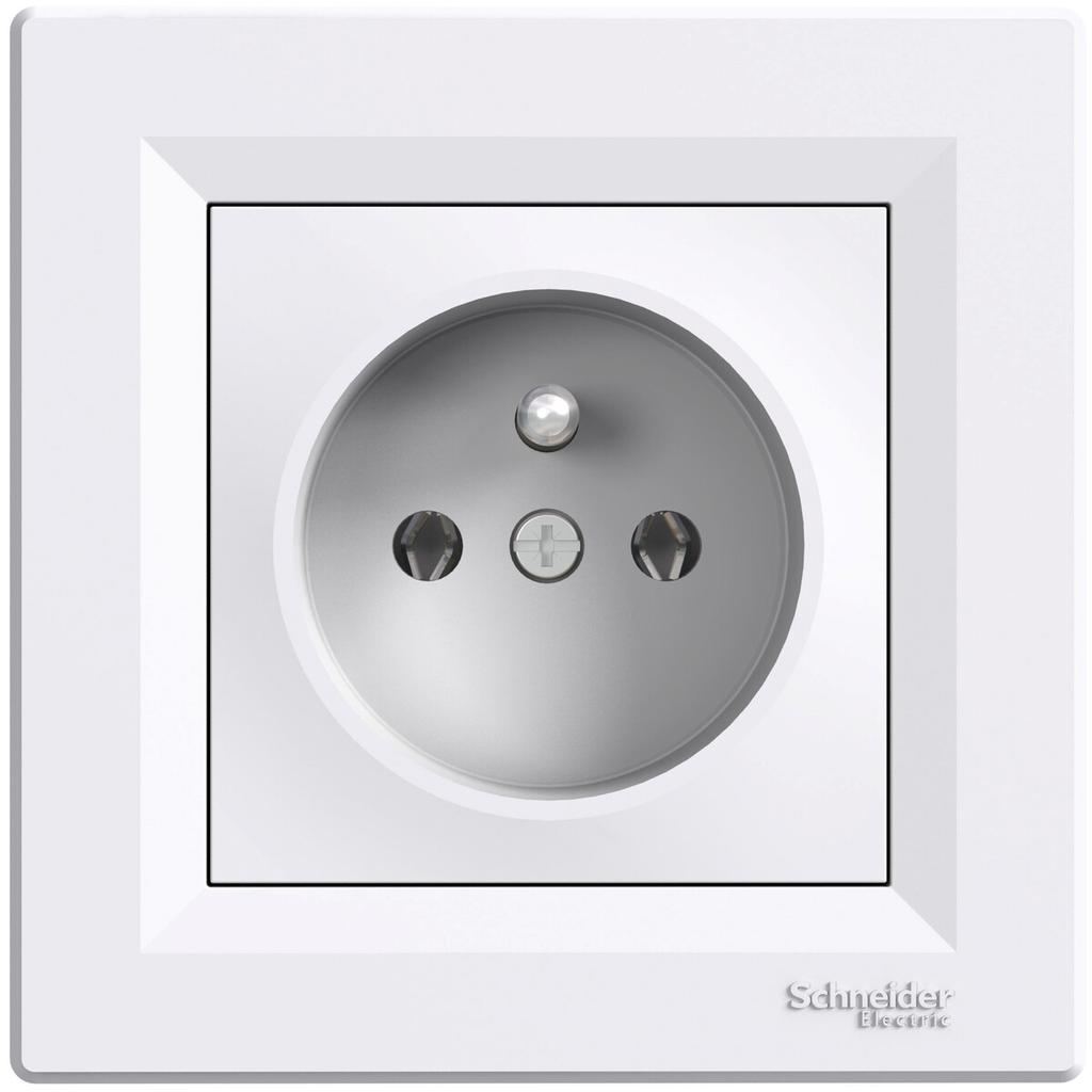 Single socket with grounding, white ASFORA
