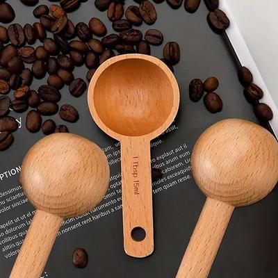 Cucchiaio Dosatore Graduato da 15 ml in Legno con Manico Corto, Design Moderno Minimalista Facile da Pulire Multifunzione Misurino per Chicchi di Caffè per Cucina, Caffetteria