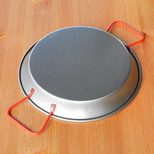 EL CID Spanish Paella Pan with Red Handle, Professional Paella Pan with Recipe, 26cm, Serves 1-2 People