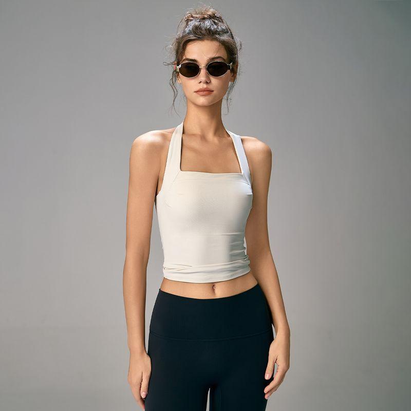 

Mitaogirl Kendall Sports Underwear Women Shockproof Backless Yoga Clothes Top Beauty Back Hanging Neck Workout Clothes Vest M Ivory White