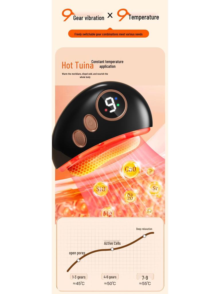 Electric Bianstone Gua Sha Board with Red Light for Facial Massage and Lifting