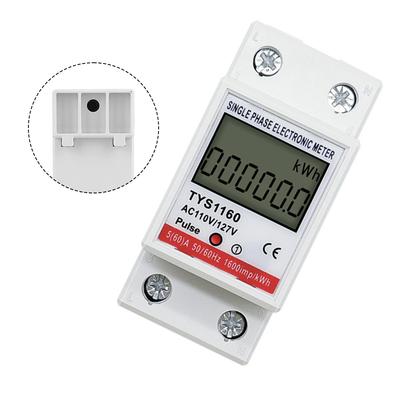 Digital Single Phase Energy Meter for 110V/127V Electrical Circuits with 60A Maximum Current and 35mm DIN Rail Mount