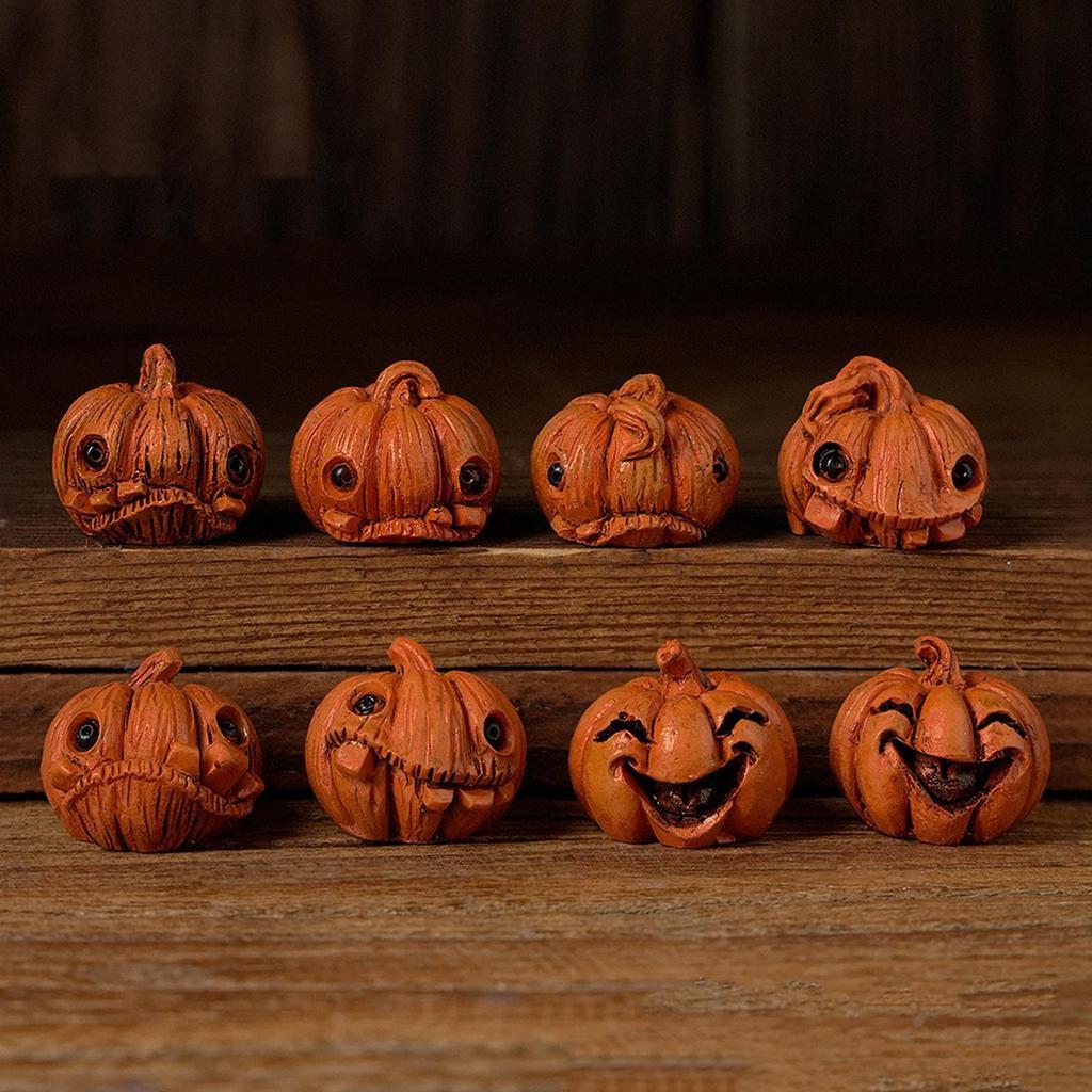 Decorative Pumpkins 16 Pieces Resin Halloween Figurines Halloween Miniature Sculpture For Living Room Bookshelf Car
