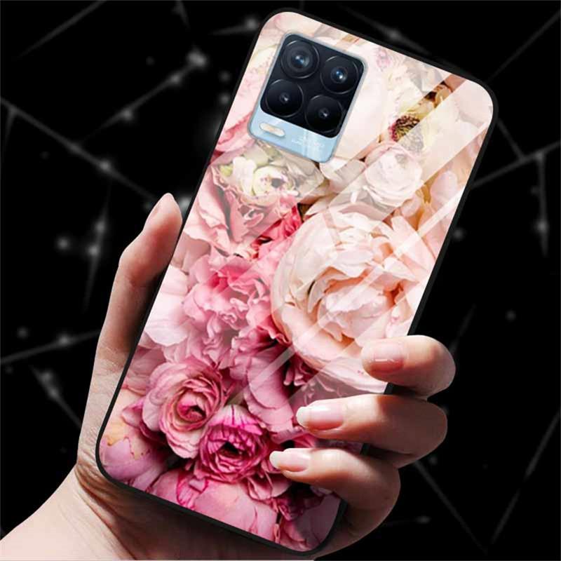 For Realme 8 Case Tempered Glass Hard Back Cover Case For Realme 8 5G 8i Realme 8 Pro Phone Case Cover Realme8 Pro Soft Bumper