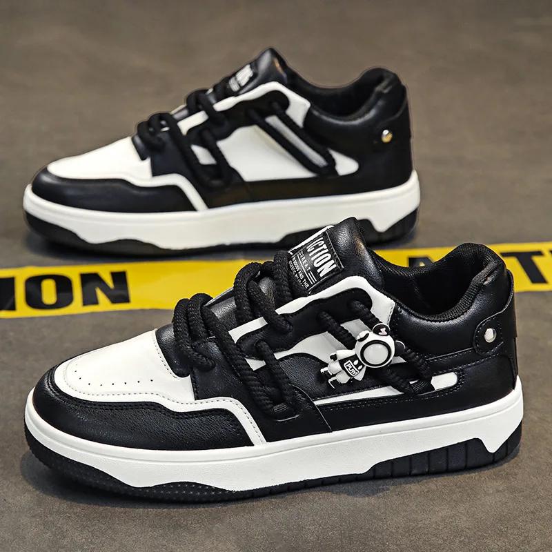 2024 New Men's Skateboard Shoes Comfortable and Breathable Vulcanized Shoes Fashionable Lace-up Platform Shoes Sapato Masculino