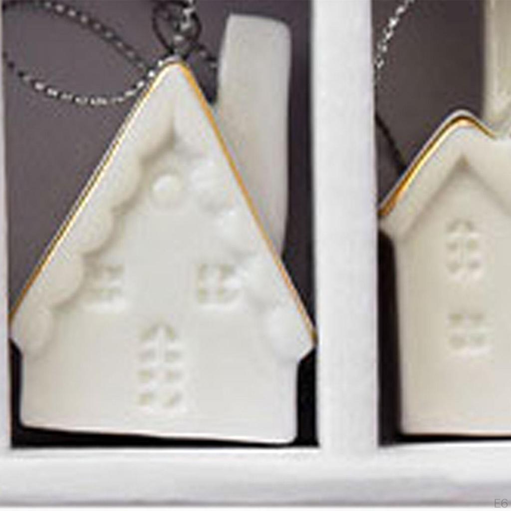 3 Pieces Christmas Mini House Pendant Hanging Creative Xmas Village Toy Decoration for