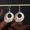 Boucles d'oreilles pendantes Cercle à Motif Sculpté à la Main Plaqué Argent pour Femmes Rétro Exagérées Hypoallergéniques Bijoux de Mode