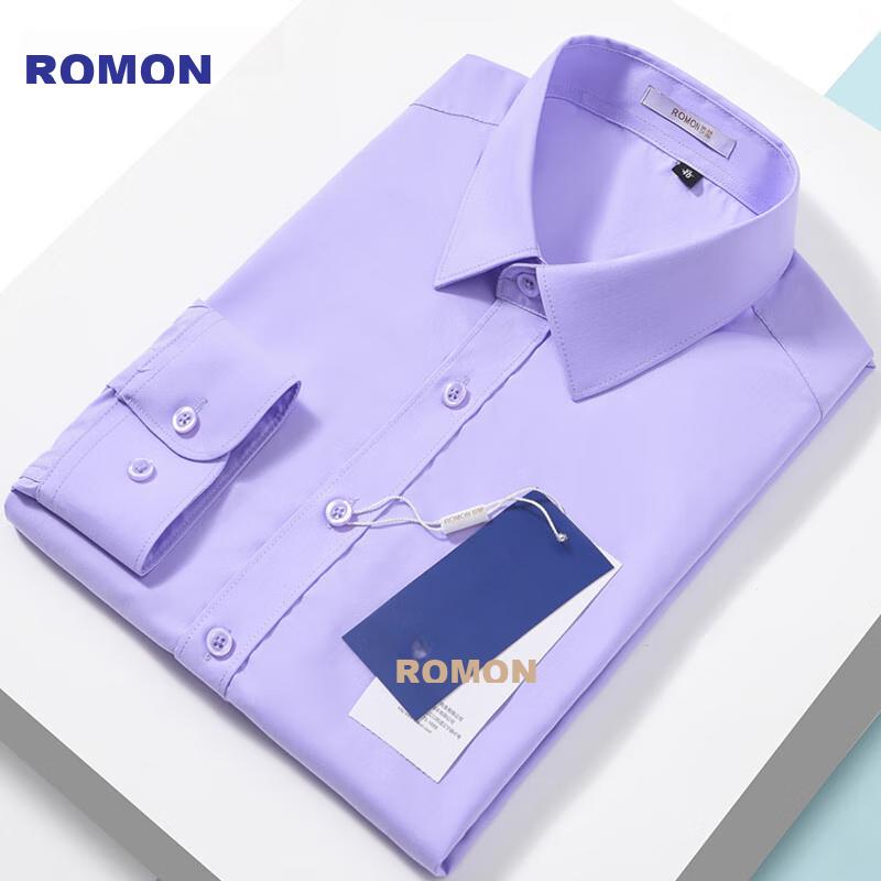 ROMON Modal Wrinkle-Resistant Long-Sleeve Dress Shirt for Men, Casual Business Work Uniform Formal Wear Top, Men's Shirt