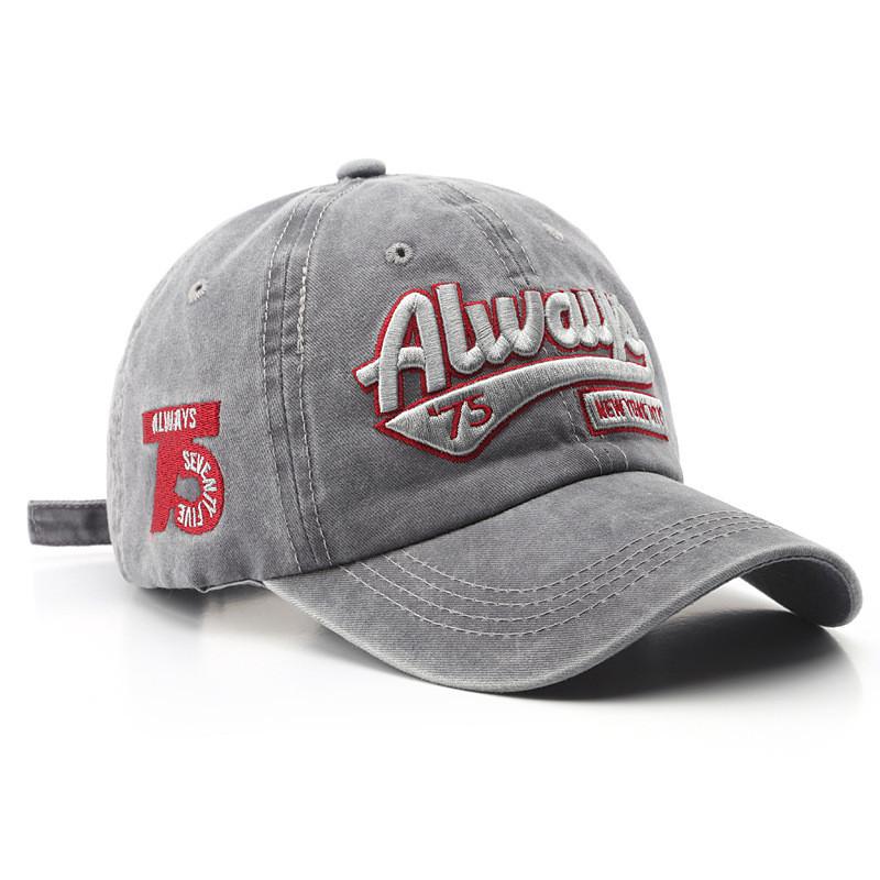 Retro baseballová čepice s 3D výšivkou „Always“ – Nestrukturovaná opotřebovaná čepice, Nastavitelný kovový D-kroužek (56-60 cm) Prastarý styl