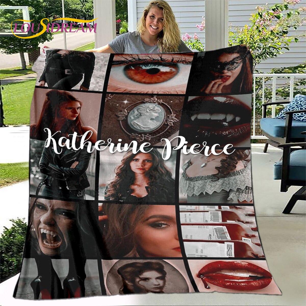 Одеяло с принтом «Дневники вампира», фланелевое одеяло, мягкое теплое одеяло для гостиной, спальни, кровати, дивана, путешествия 75x90cm