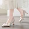 Fashion Bow Pearl Women High Heels Shoes Sexy Pointed Toe Heeled Sandals 2025 Fashion New Luxury Dress Party Summer Woman Pumps Zapatos