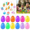 12/24/48 Pack Kids Easter Egg Hunt Game Party Favors Prefilled Easter Eggs Stress Relief Toys with Mini Plush Toy Easter Basket