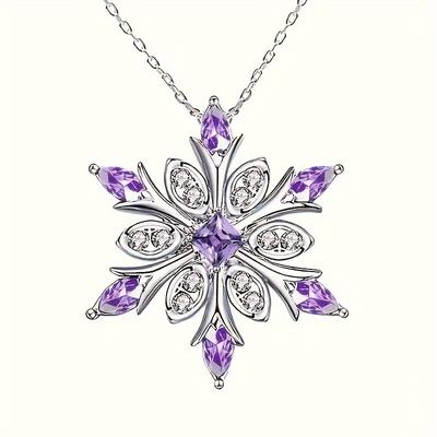 1pc Elegant Snowflake Pendant Necklace, Christmas Holiday Gift For Teen Girls, Birthday Party Jewelry