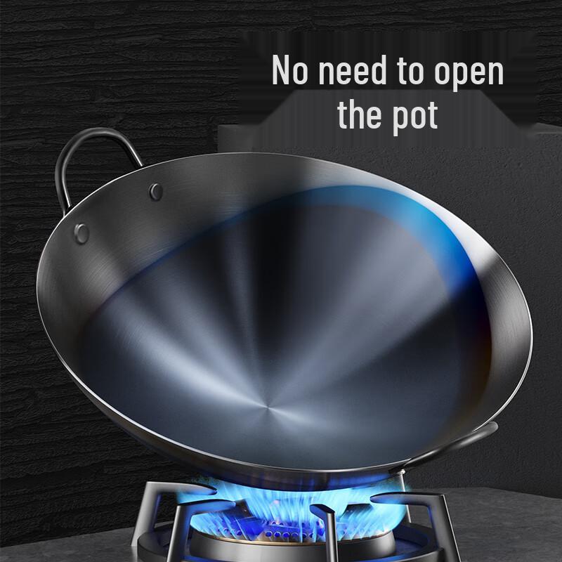 Yongduo Hand-Forged Uncoated Round Bottom Iron Wok