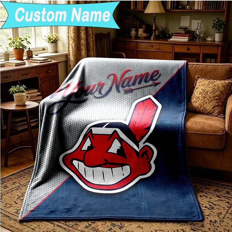 1PC Custom Name Blanket Indians Football Flannel Blankets Patterns Throw Blanket All-Season Soft Gift for Couch, Bed, Camping, Birthday Gifts
