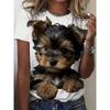 Women's Clothing T-shirt 3D Animal Dog Print Holiday Round Neck Casual Versatile Comfortable Pullover Short Sleeved Summer Top