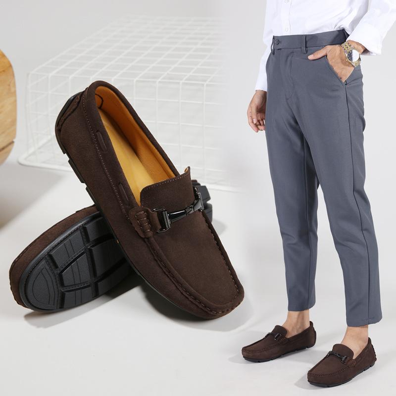 Summer Douyin live broadcast new hot-selling large-size men's shoes, leather casual and breathable men's lazy shoes with one foot