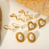 Gold-plated Heart Pearl Stud Earrings, Instagram Style French High-end Gold Snake Titanium Steel Earrings for Women