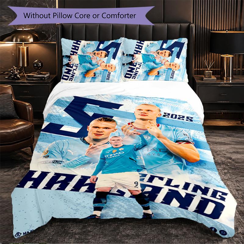 Biancheria da Letto a Tema Erling Haaland Set 3 Pezzi Copripiumino Biancheria da Letto Decorativa Per Stanza Adolescenti Decorazione Casa