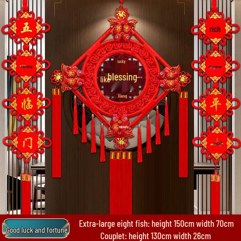 2025 High-End Chinese Knot Peace Fu Character Five Blessings Door Ornament for Living Room and Housewarming Decoration