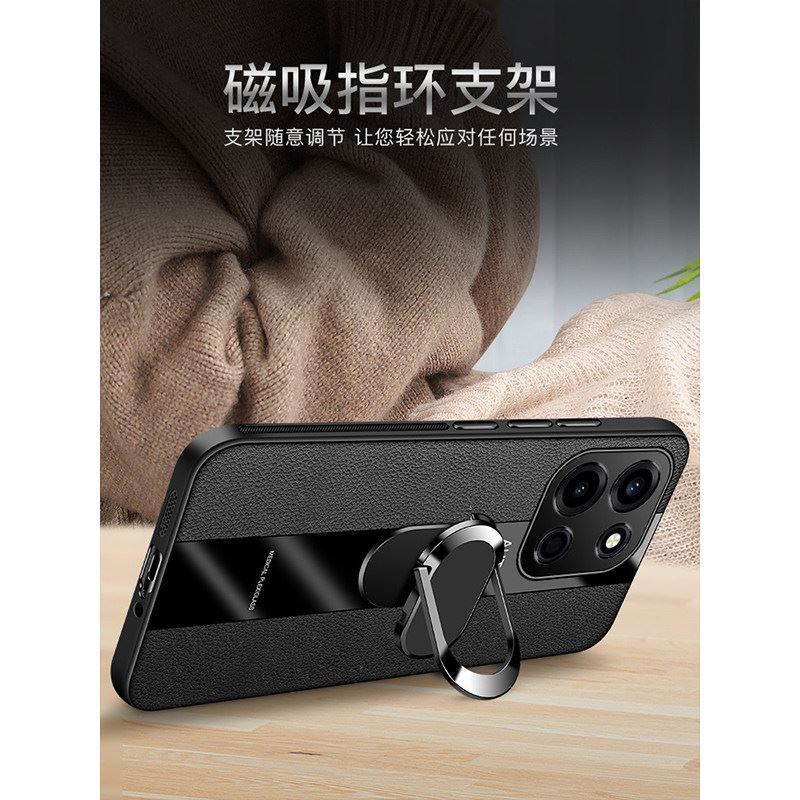 Pouzdro z plexiskla a PU kůže pro OnePlus Nord 6 s magnetickým kovovým kroužkem, stojánek, držák, nárazuvzdorný kryt pro OnePlus Nord 6 1+