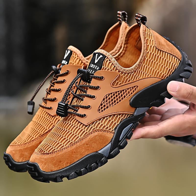 Men's Mesh Summer Casual Hiking Soft Soled River Tracing Water Sports Breathable Anti Slip Flat Bottomed Beach Walking Shoes