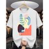 European Sizes Botanical Men's Cotton TShirt Abstract Floral Leaf Art Print Pattern Pure Cotton Premium Print Durable Casual Fashion