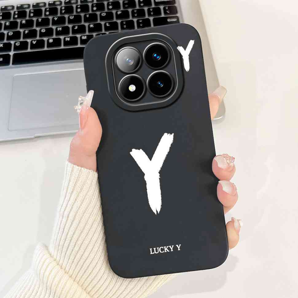 For Xiaomi Redmi Note 14 Pro+ 5G Case Black Lucky Letter A-Z Soft Silicone Cover For Redmi Note 14Pro Plus 5G 6.67" Phone Cases