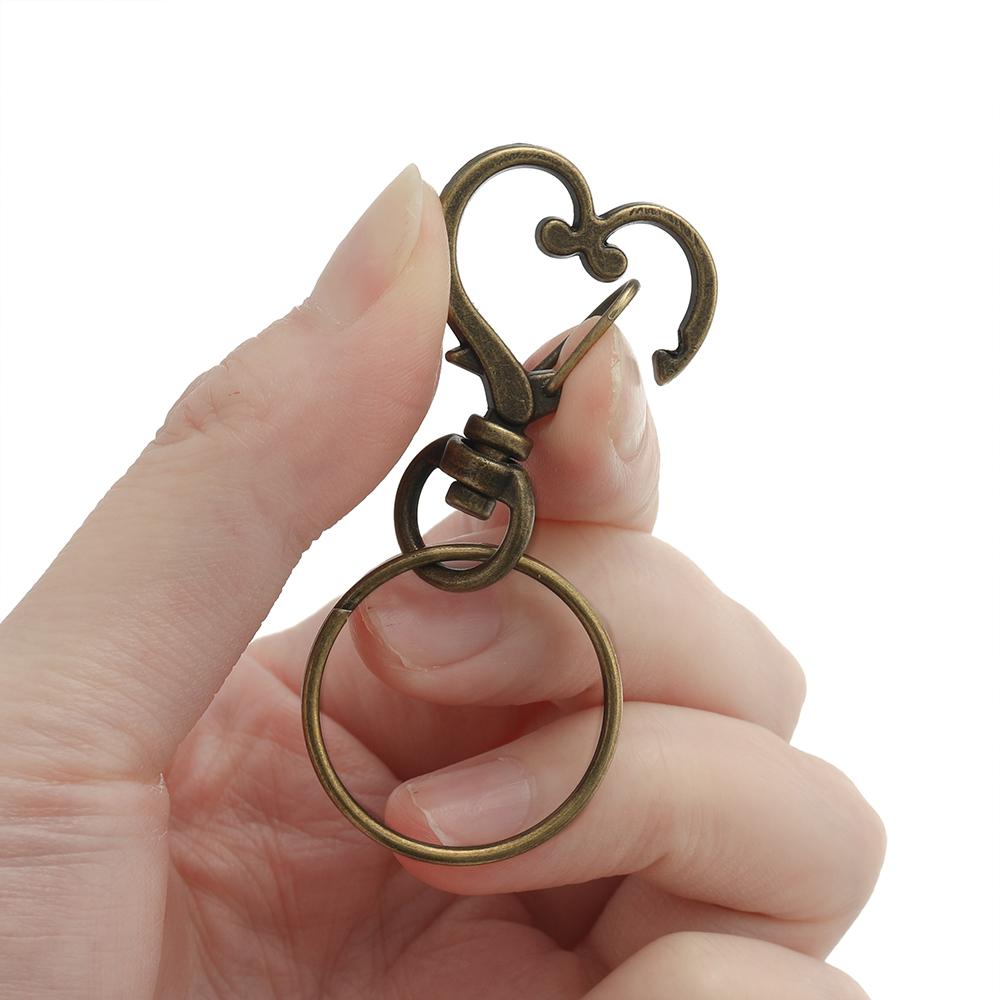 20pcs/Set Heart-shaped Rotary Lobster Clasp with Key Ring for Key Chain Bag Holder Keychain for DIY Jewelry Making Supplies