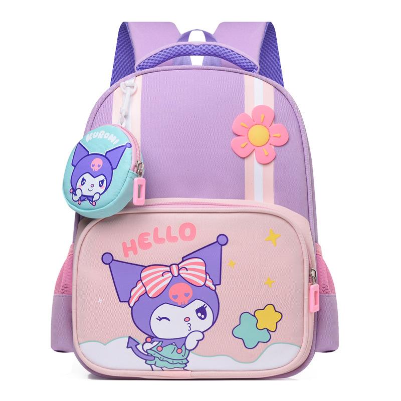 

Cartoon dinosaur backpack medium and large class new trendy cool schoolbag breathable burden reduction backpack фиолетовый