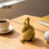 Cute Duck Desk Ornaments Daydreaming Figurine, Minimalist Holding An Egg Sculpture, Resin Delicate PLA Figures Animal Statue, Creative Desktop