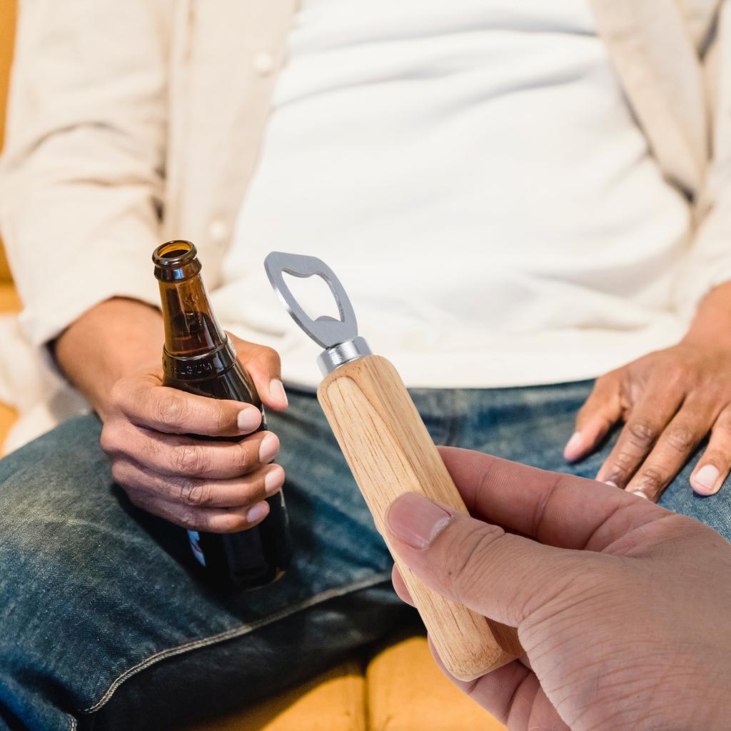 4 Pcs Wooden Corkscrew Bar Bottle Opener Metal Home Decorative Handheld Can Lid Remover Picnic