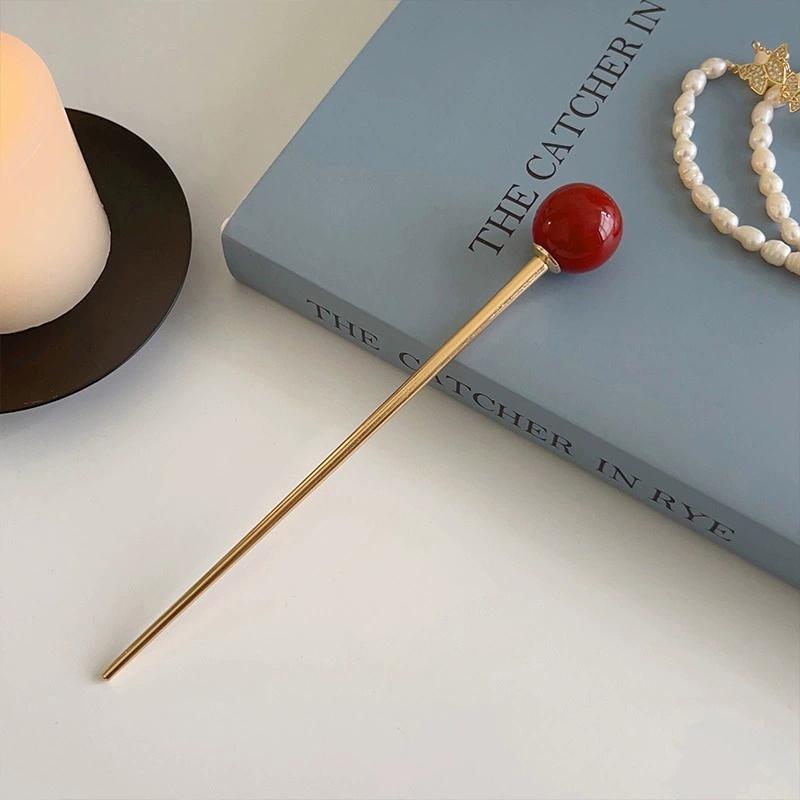 Metal Round Ball Hair Sticks For Women Girl Simple Gold Color Smooth Bead Hair Clips Hair Stick Hair Accessories Jewelry