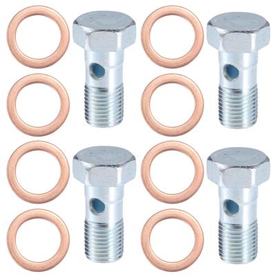 ACROPIX Motocyklové duté šrouby s podložkami Sada dutých šroubů pro brzdy Metrické šrouby Univerzální M12x1.25 Délka 32 mm Stříbrný tón 12 ks