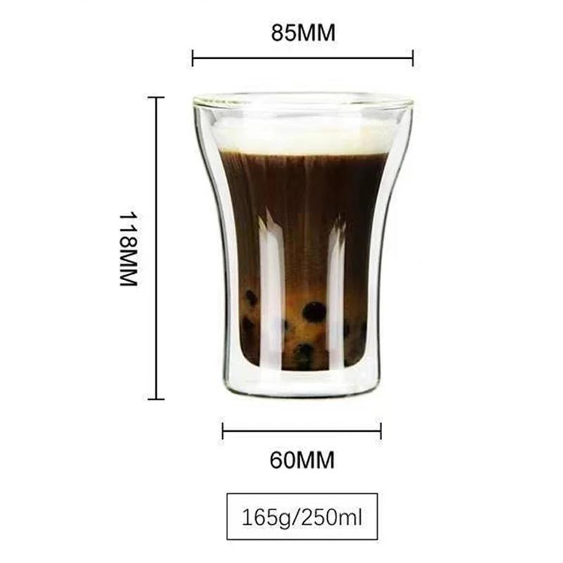 1/2/4 Stück Doppelwandiges Glas Kaffeetasse Wärmeisolierung Elektrische Fackelform Cappuccino Frühstücksglas Kaltgetränke Eiskrug