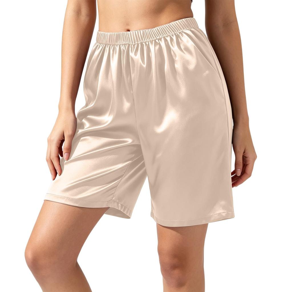 Damen Farbe Lässige Sommer Strandshorts mit Taschen Lockerer Schnitt