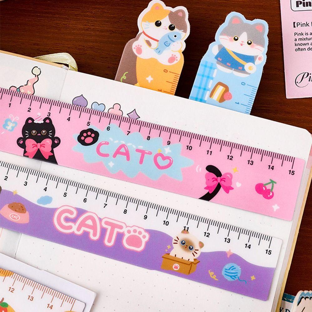 Cute Cat Magnetic Bookmark Ruler Reading Gift Pagination Mark Stationery Reading Book Clip School Office Supplies
