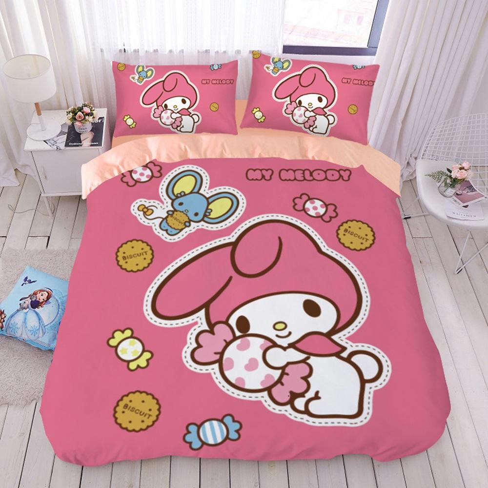 My Melody Bedding Sets Comforter Quilt Bed Cover Duvet Cover Pillow Case 2-3 Pieces Sets Kids Adult Size Cartoon Decoration