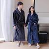 Couple's Coral Fleece Pajama Set: Women's & Men's Long, Thick, Warm Bathrobe for Autumn & Winter