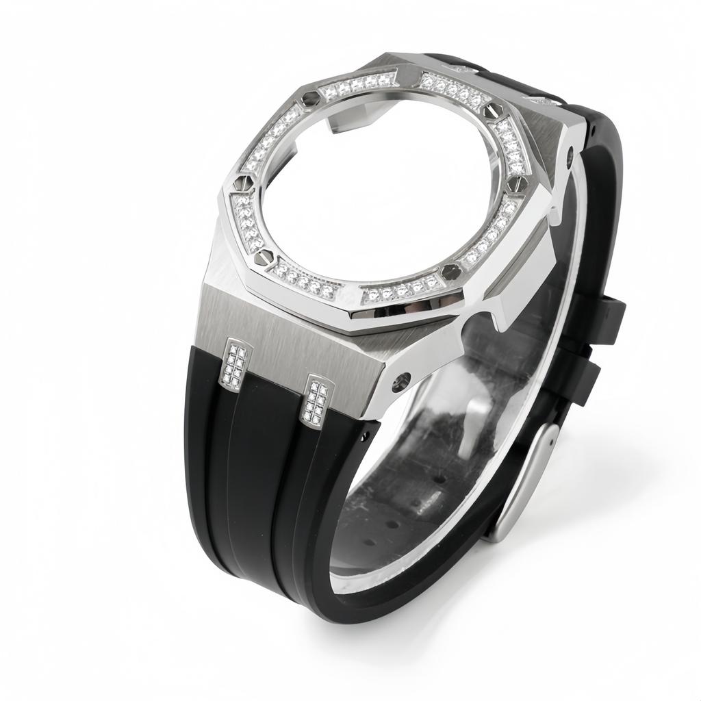 GMA-S2100 Mod-Kit für Casio G-SHOCK GMA S2100 Damen Edelstahl Metallgehäuse Gummi-Uhrenarmband Modifizierte Uhrenarmband-Zubehörteile