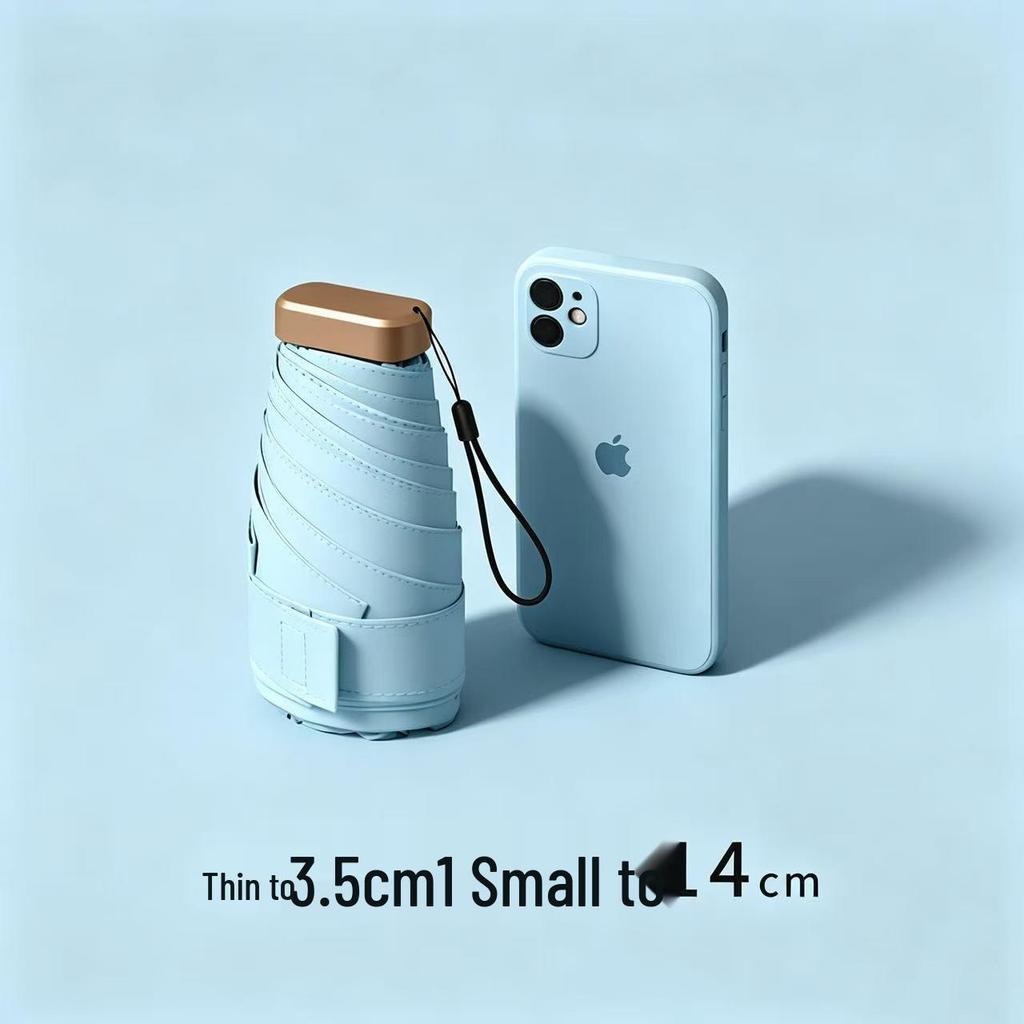 Mini Women's Five-Fold Sun Protection Lightweight Umbrella - Compact Capsule Design