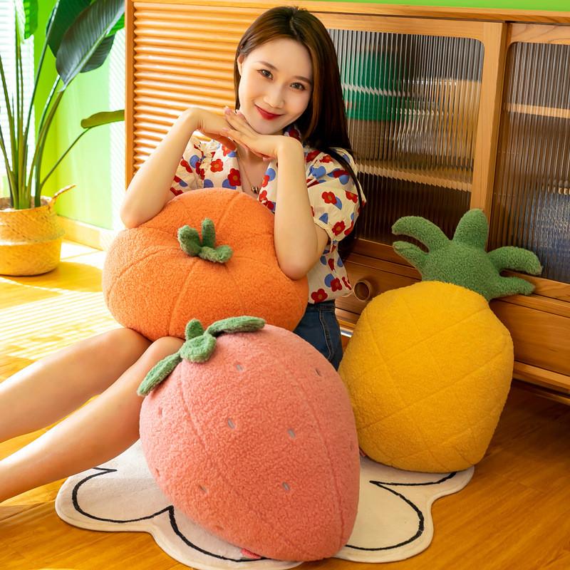 Adorable Plush Cartoon Fruit Pillow Filled With Soft Down Cotton Cute Strawberry Pineapple Persimmon For Cozy Sleep